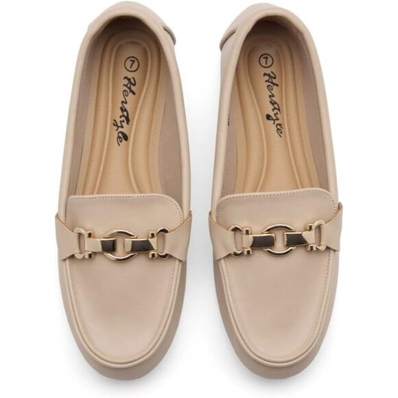 Women khaki Herstyle Penny Loafers Lightweight Walking Flats Casual Shoes - Picture 5 of 6